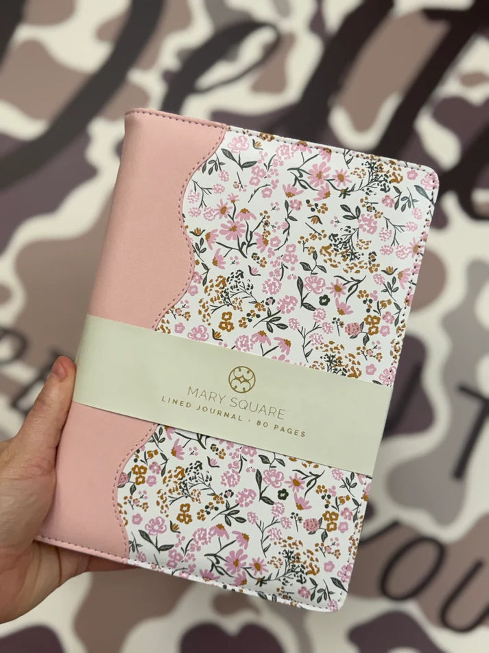 80165 Mary Square Printed Lined Journal Petal Charm - Pink 0