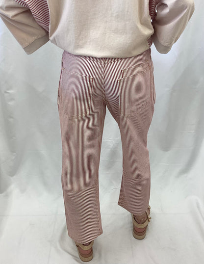 EB56216 Easel Red/Off White Striped Washed Pant