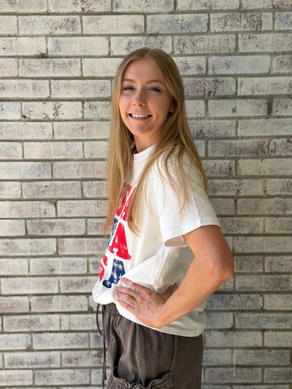 7984B-WT-USAS USA White T-Shirt