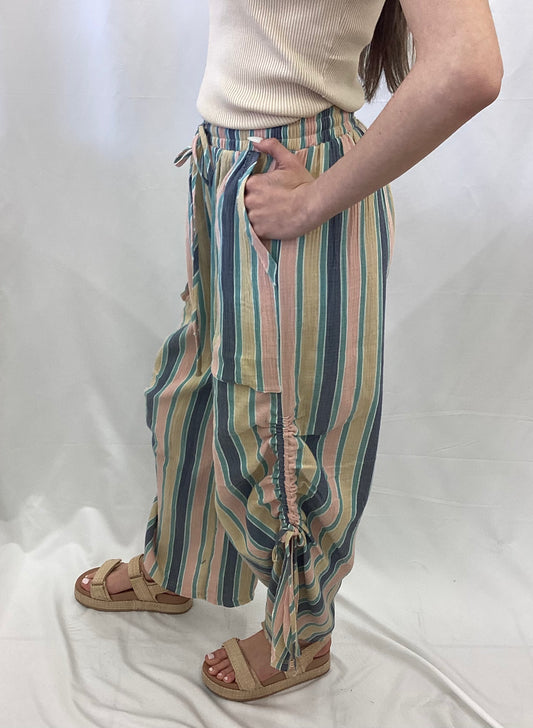 SB600013 Easel Cotton Gauze Print Striped Pants