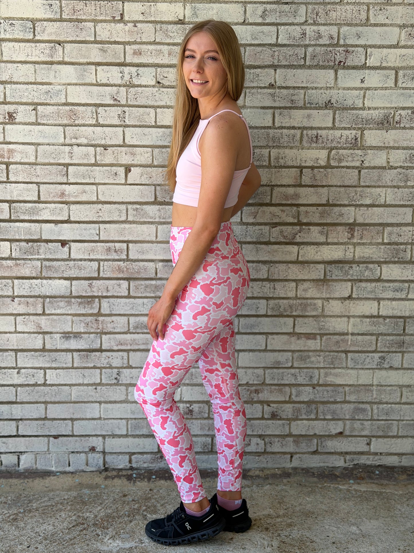 0126-LEG-FULL-PNKCM Simply Southern Women's Full Length Leggings Pink Camo UPF 50