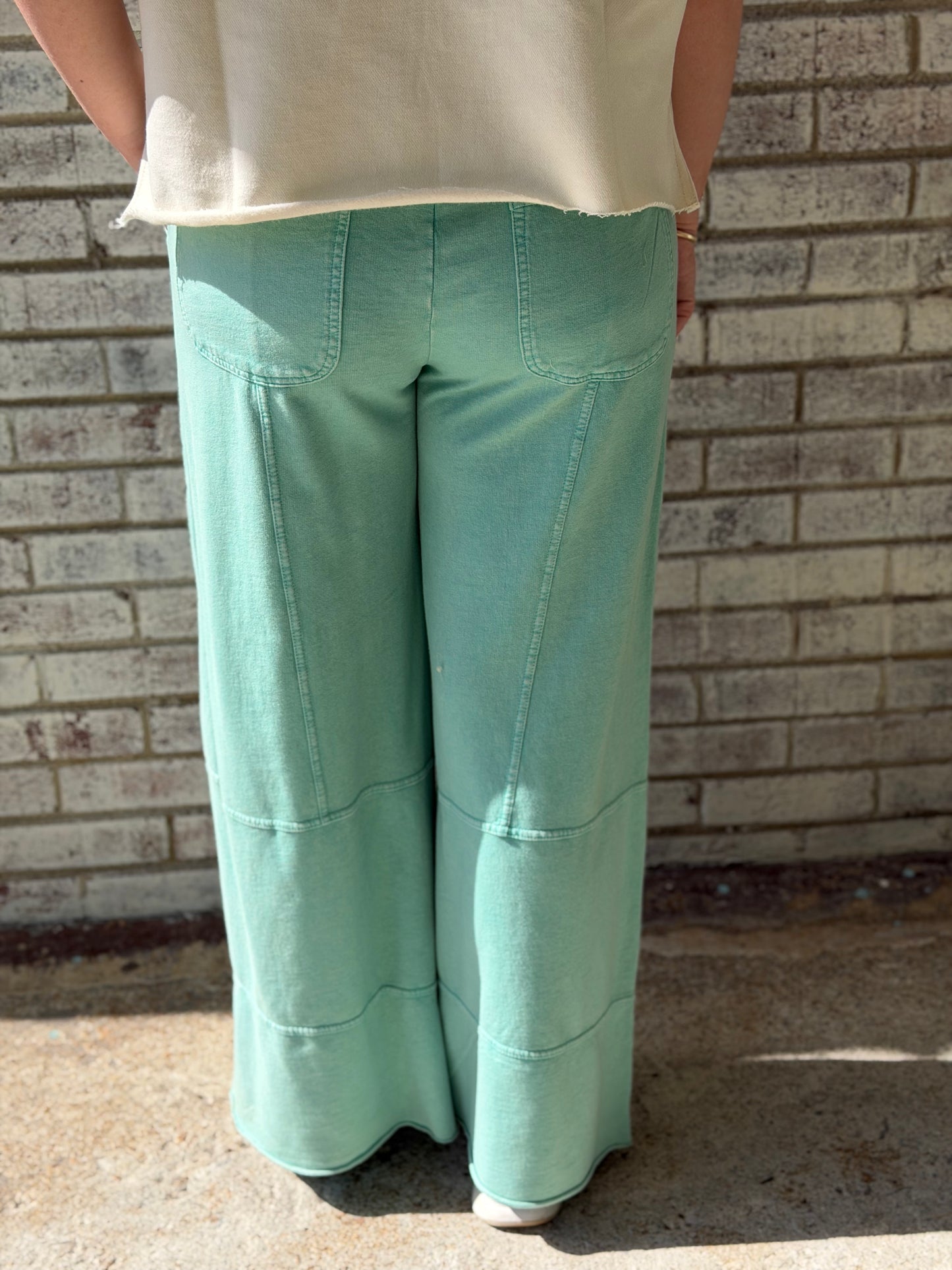 EB50523 Easel Atlantis Green Wide Leg Pants