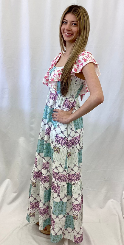 PP-0126-DRS-SWT-RFL-TRLPTCH Simply Southern Patchwork Dress