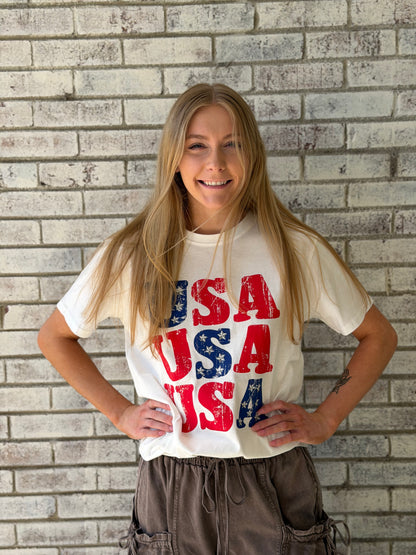 7984B-WT-USAS USA White T-Shirt