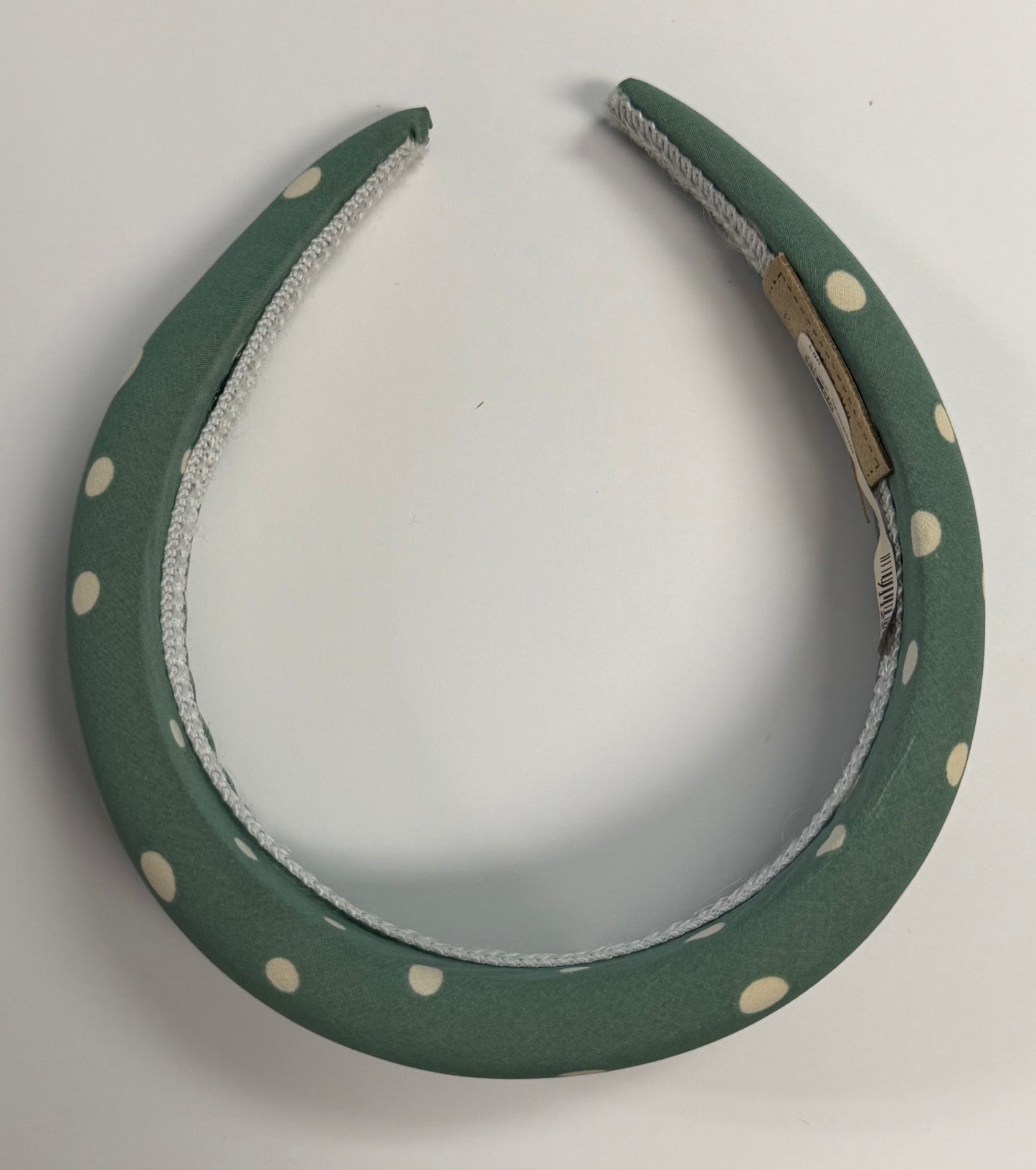 711765 Sage Headband with White Polka Dot