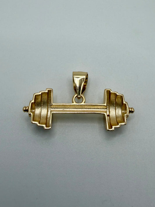 Gold Plated Sterling Silver Dumbbell Pendant