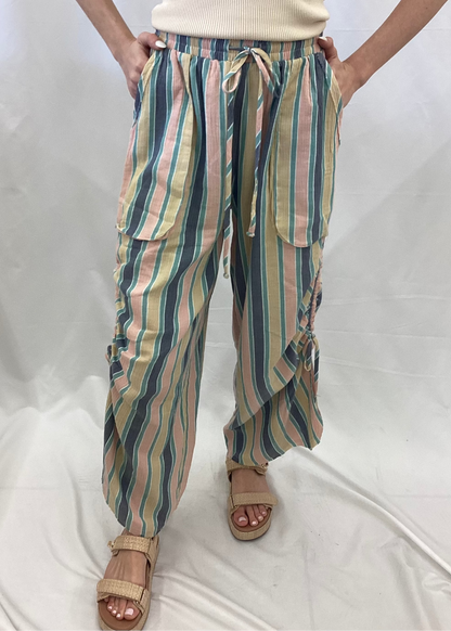 SB600013 Easel Cotton Gauze Print Striped Pants