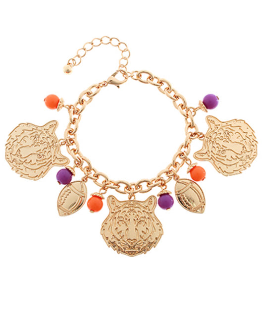 AA85332-002 Tiger Charm Game Day Bracelet Fashion Jewelry Clemson Tigers 0