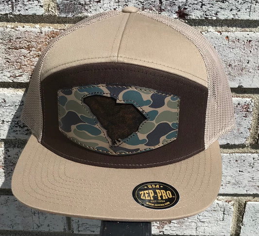HR7PBR-OS-SCCUT Zep-pro 7 Panel Old School Camo SC Cut Out Cap Khaki/Brown