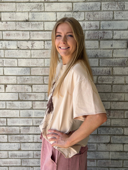 7821B-BG-BH Beige Horse Boxy Tee