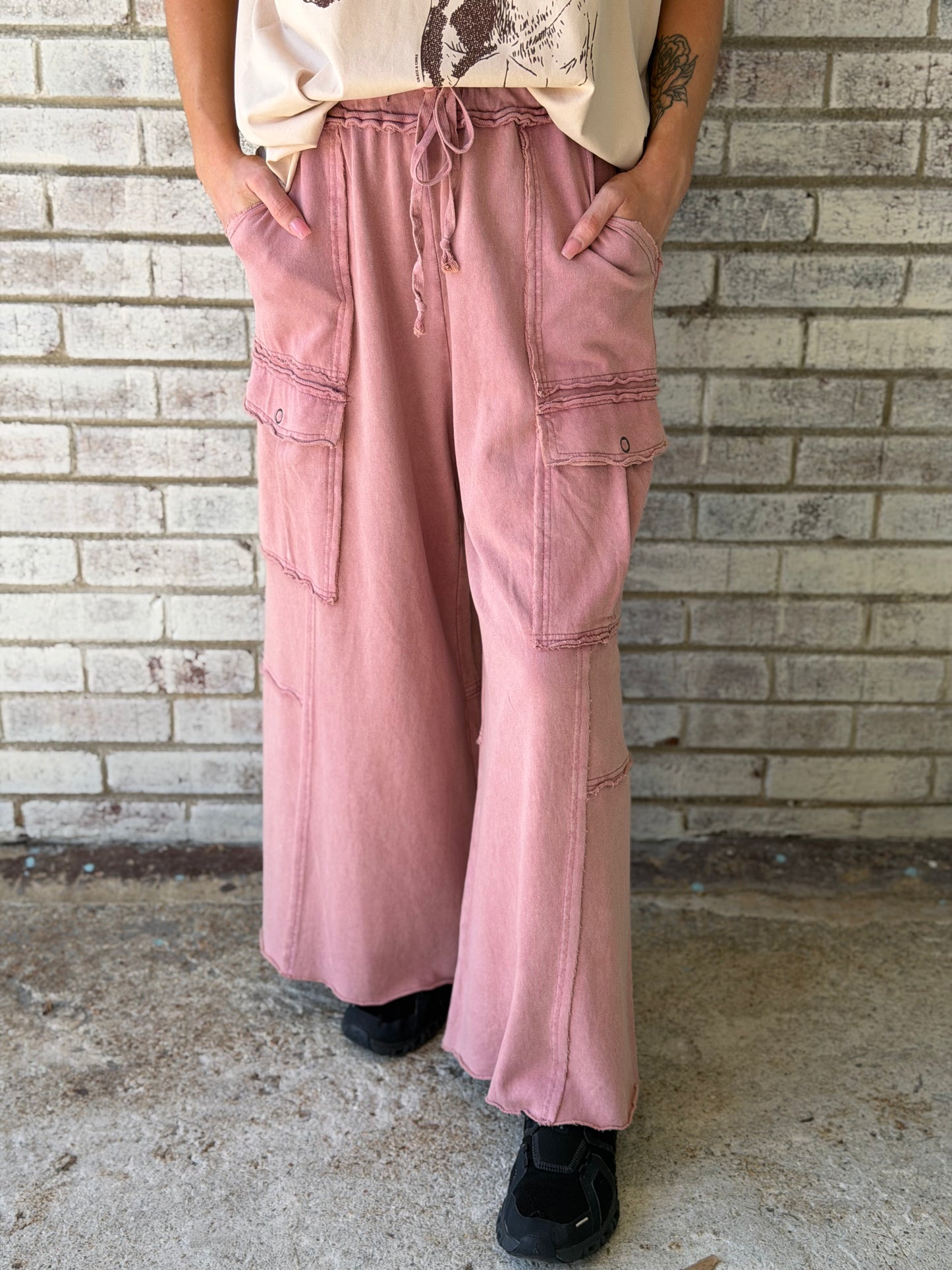 EB40795 Easel Faded Plum Wide Leg Ginny Pant