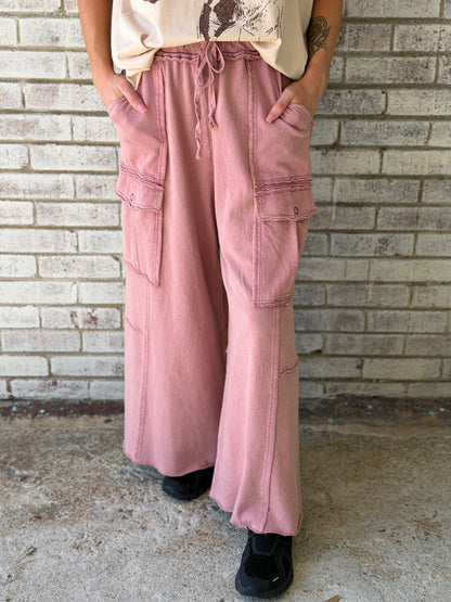 EB40795 Easel Faded Plum Wide Leg Ginny Pant