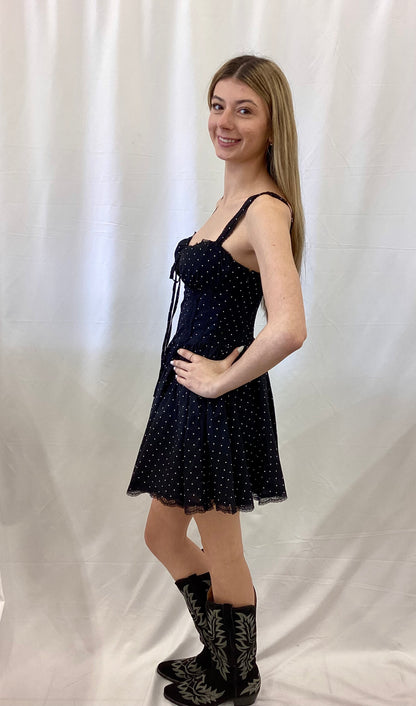 PP-0126-DRS-DOTS-BLACK Simply Southern Black Polka Dot Dress