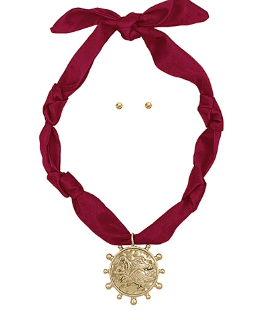 NE83656-001 Gamecock Gameday Pendant Scarf Necklace Burgundy and Gold 0