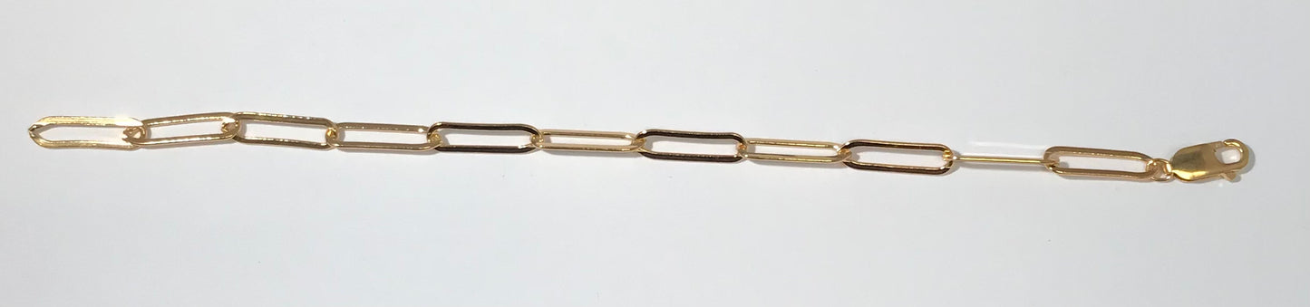 4001F/7 7IN 14/20 Yellow Gold Filled Paperclip Chain Bracelet