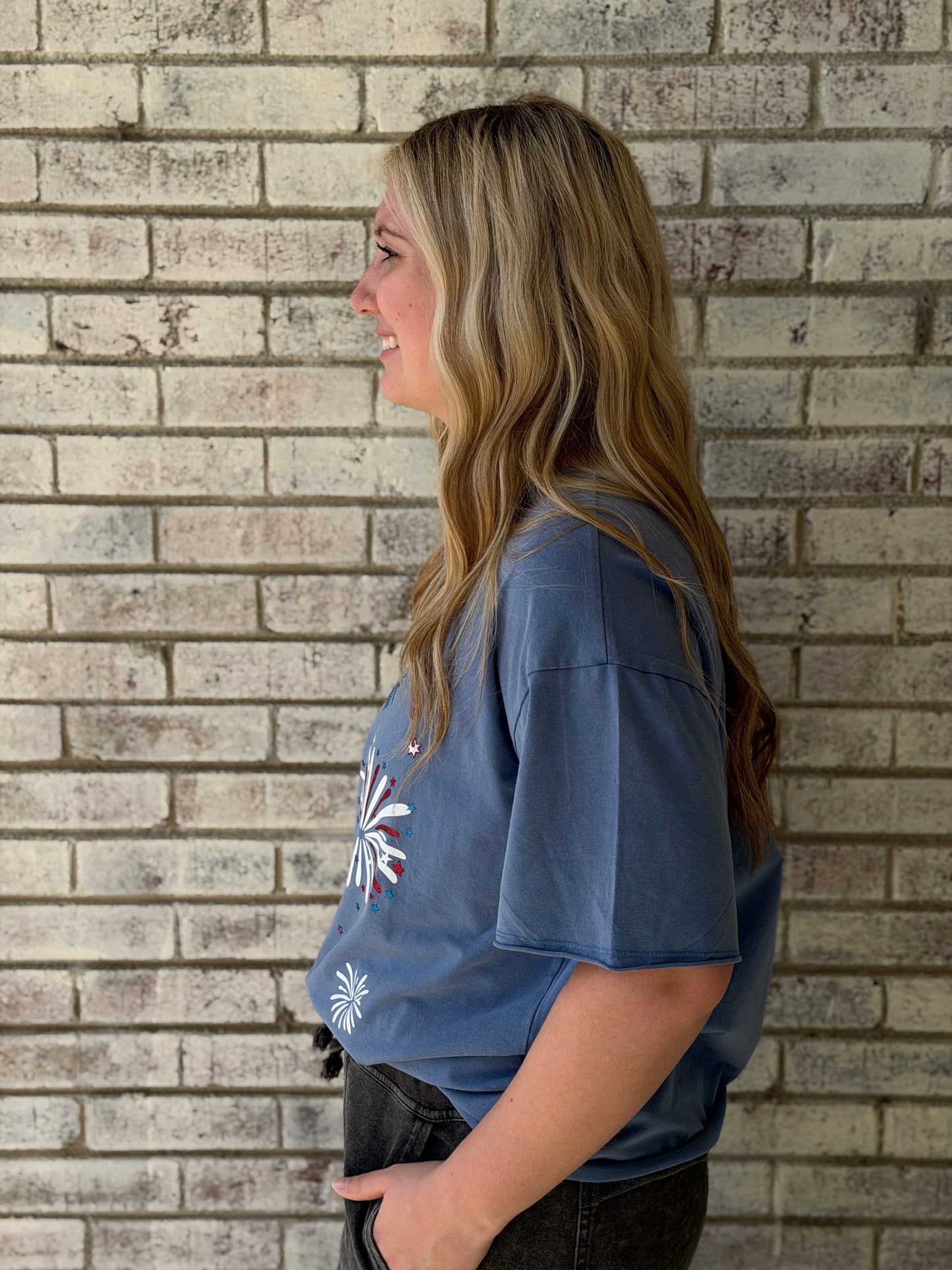 7821B-BL-FW Blue Fireworks T-Shirt
