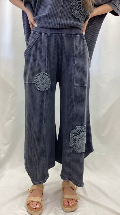 EB57003 Easel Midnight Blue Crochet Patch Ginny Pant