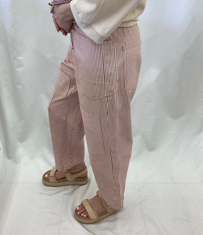 EB56216 Easel Red/Off White Striped Washed Pant