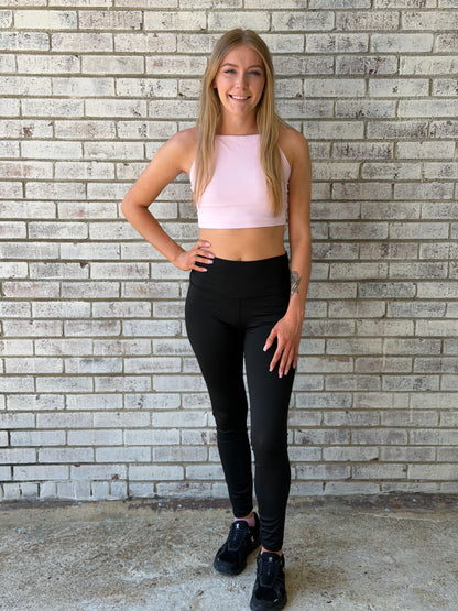 0126-LEG-FULL-PNKCM Simply Southern Women's Full Length Leggings Black UPF 50