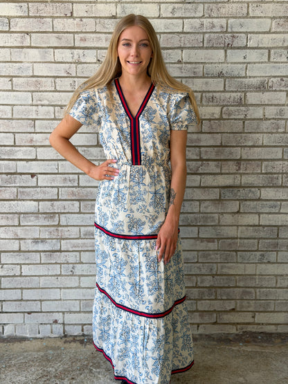 PP-0126-DRS-YNCK-FLR Simply Southern Women's Blue Floral Dress