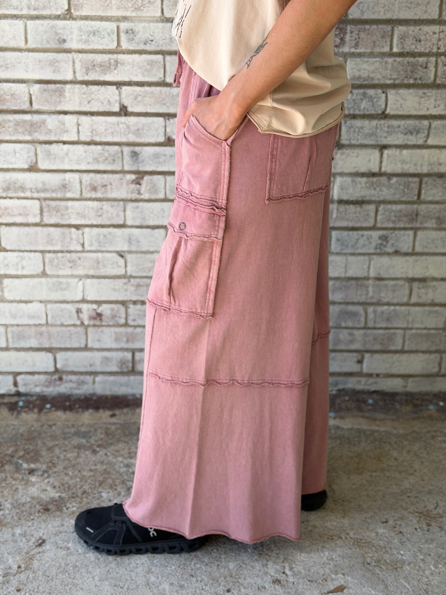 EB40795 Easel Faded Plum Wide Leg Ginny Pant