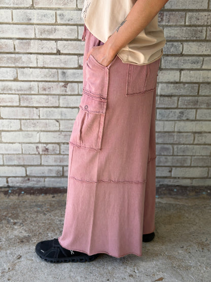 EB40795 Easel Faded Plum Wide Leg Ginny Pant