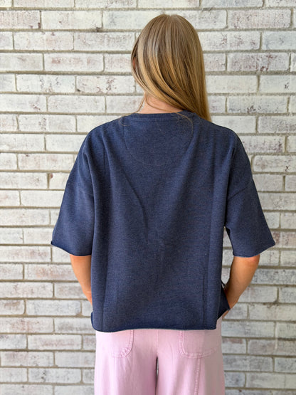 RDG61A22SLD Royce Navy Short Sleeve Crew Fleece Top