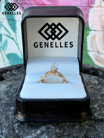 B-R-2848 14K Yellow Gold 1.51CT Lab Grown Marquise with .23CTW Vine Band Set 0