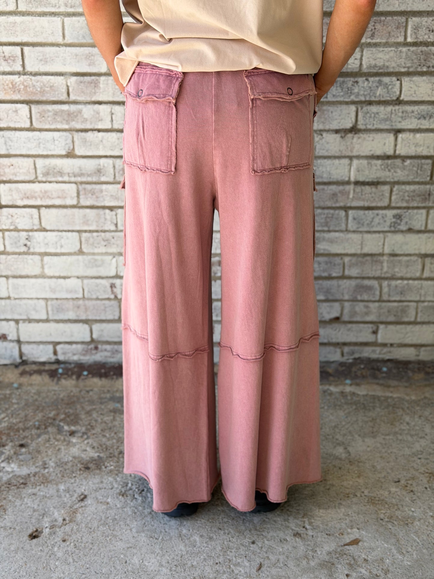 EB40795 Easel Faded Plum Wide Leg Ginny Pant