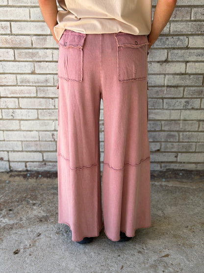 EB40795 Easel Faded Plum Wide Leg Ginny Pant