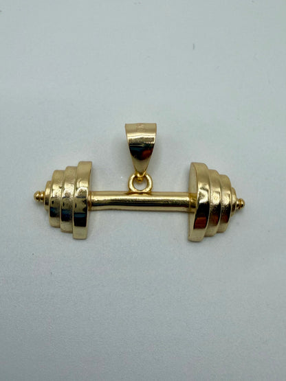 Gold Plated Sterling Silver Dumbbell Pendant
