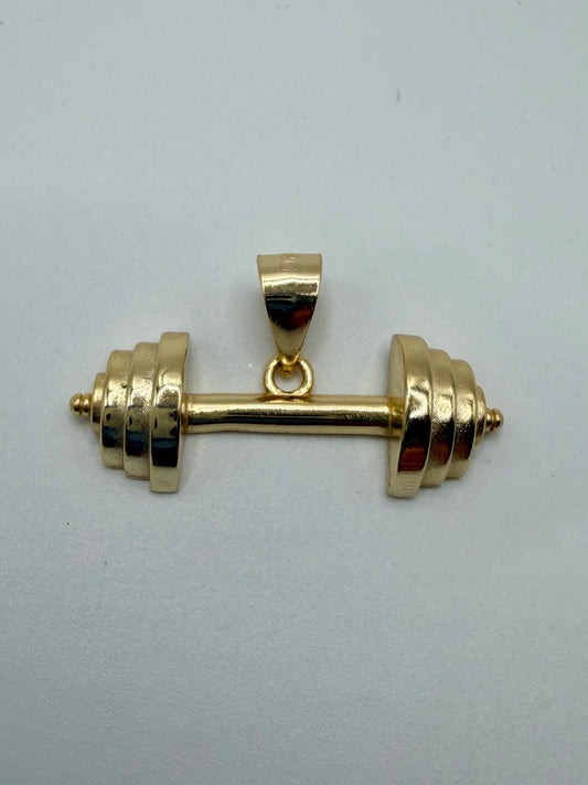Gold Plated Sterling Silver Dumbbell Pendant