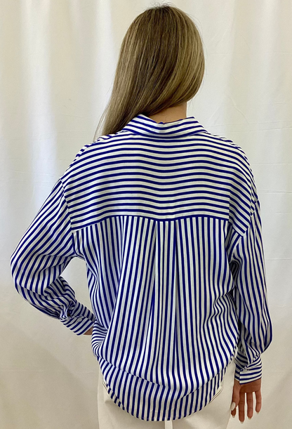 7660-B NB Grace & Emma Kathryn Button Up Blue Stripe