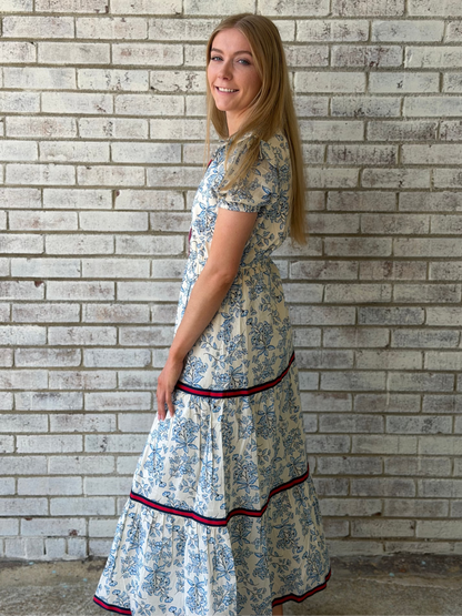 PP-0126-DRS-YNCK-FLR Simply Southern Women's Blue Floral Dress