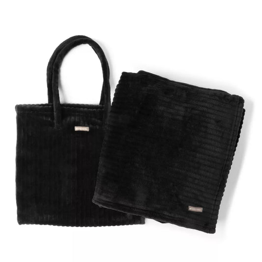 HMOB-BL Hello Mello On My Way Tote Throw Plush Blanket Black