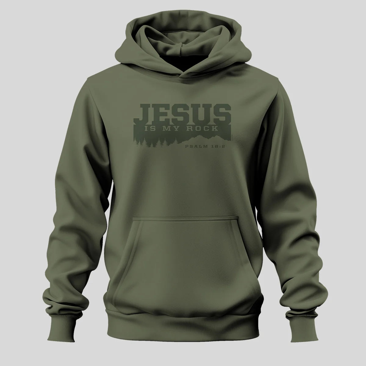 HPS5427 Kerusso Men's Jesus Is My Rock Hoodie Green 0