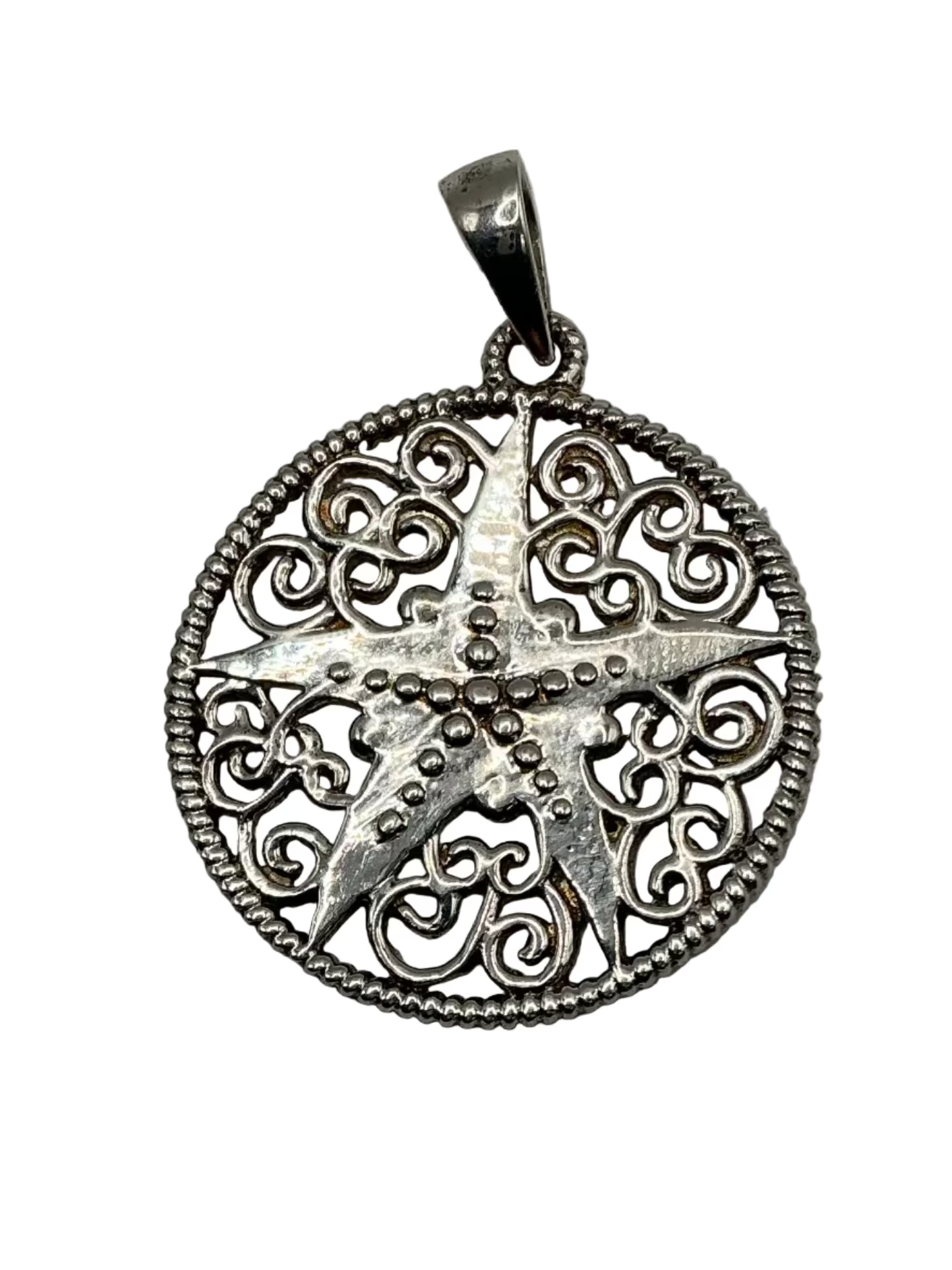 740 RHN P103 Southern Gates Rhodium Plated Sterling Silver Harbor Starfish Pendent 0