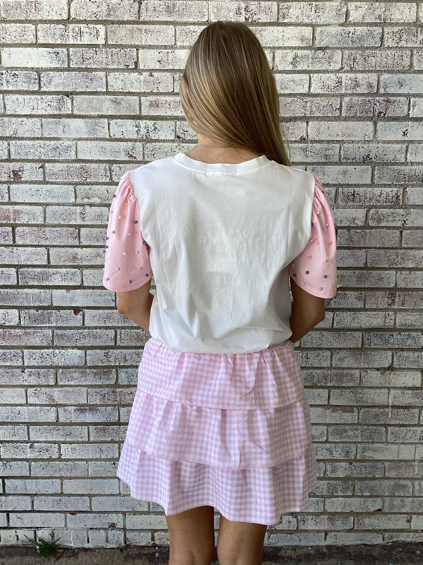 7877B-HR Grace & Emma He Is Risen Pearl White Top