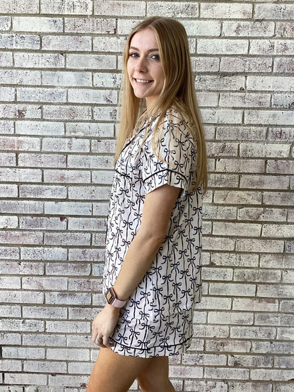 PP-0126-PJ-BTNSET-BLKBOW Simply Southern Black Bow PJ Set