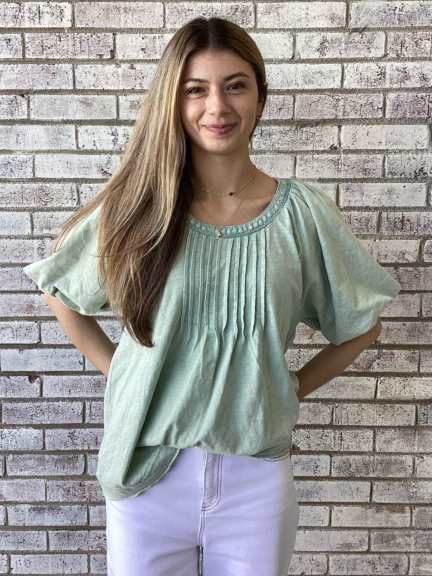 ET71818 Easel Mint Blue Mineral Wash Top