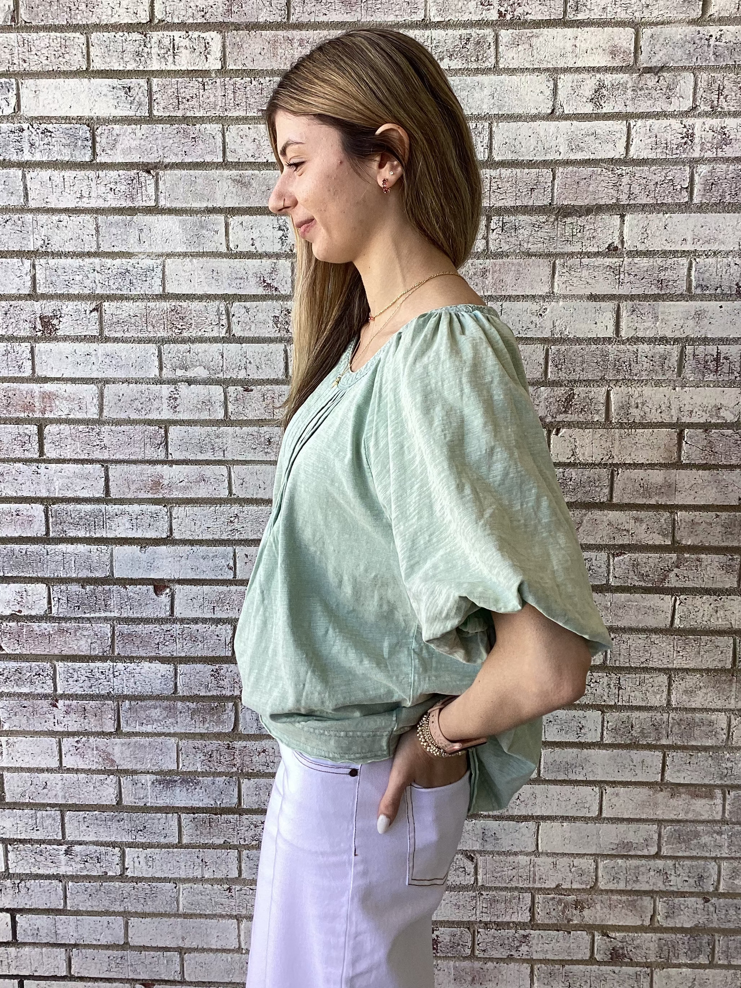 ET71818 Easel Mint Blue Mineral Wash Top