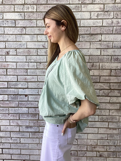 ET71818 Easel Mint Blue Mineral Wash Top