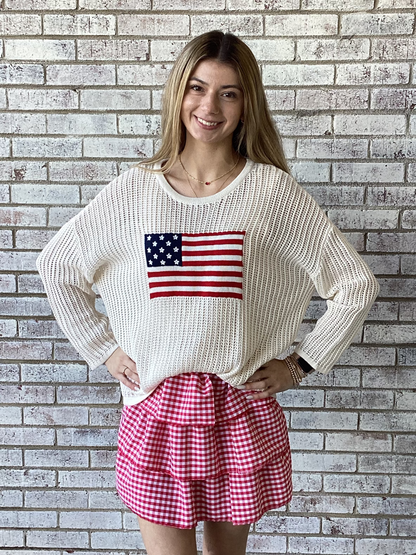 PP-0126-SWTR-FLAG Simply Southern Knit Cream Sweater