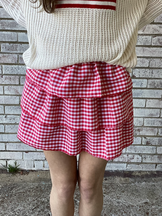 9147-RD Grace & Emma Red Gingham Skort
