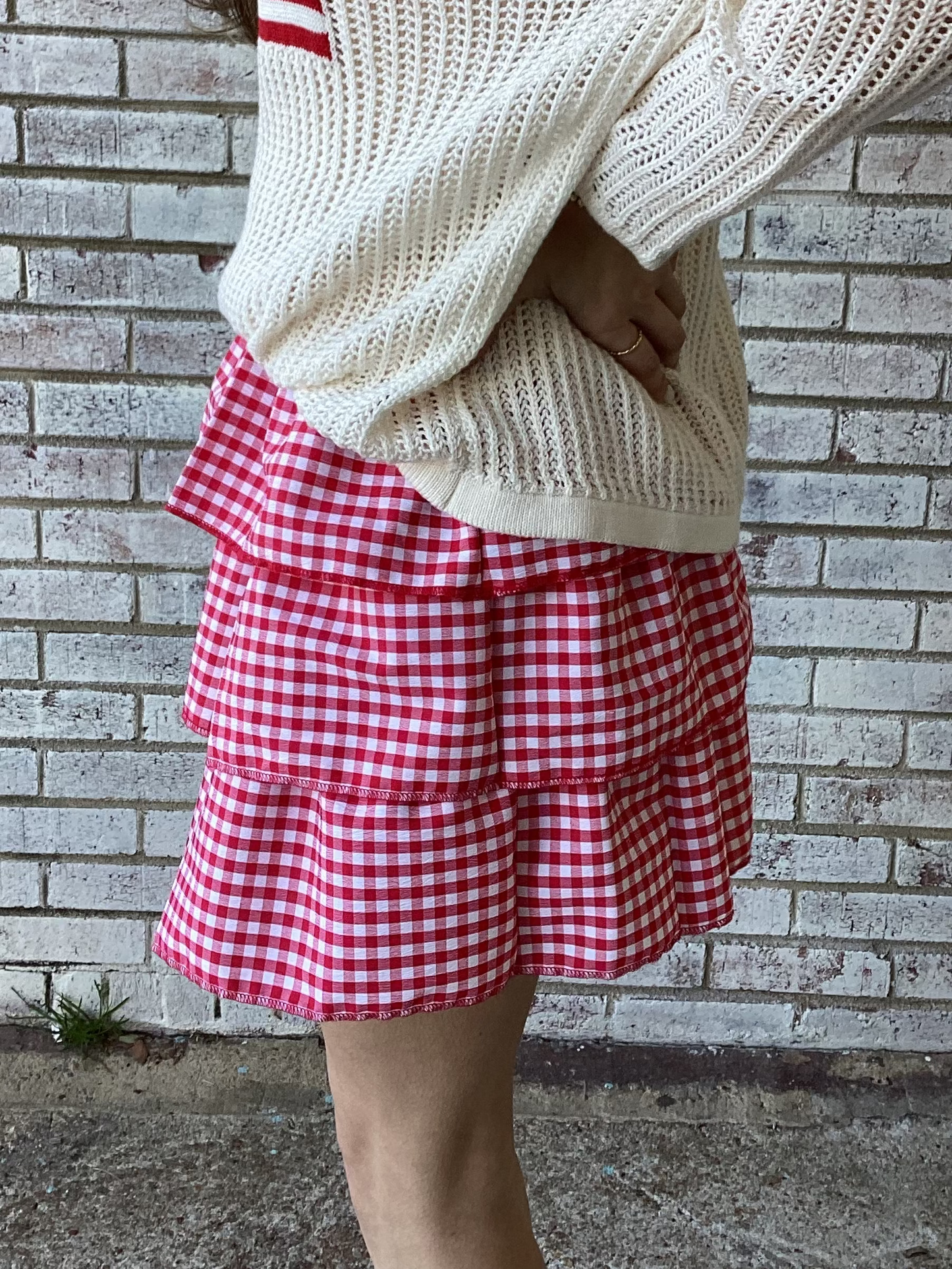 9147-RD Grace & Emma Red Gingham Skort
