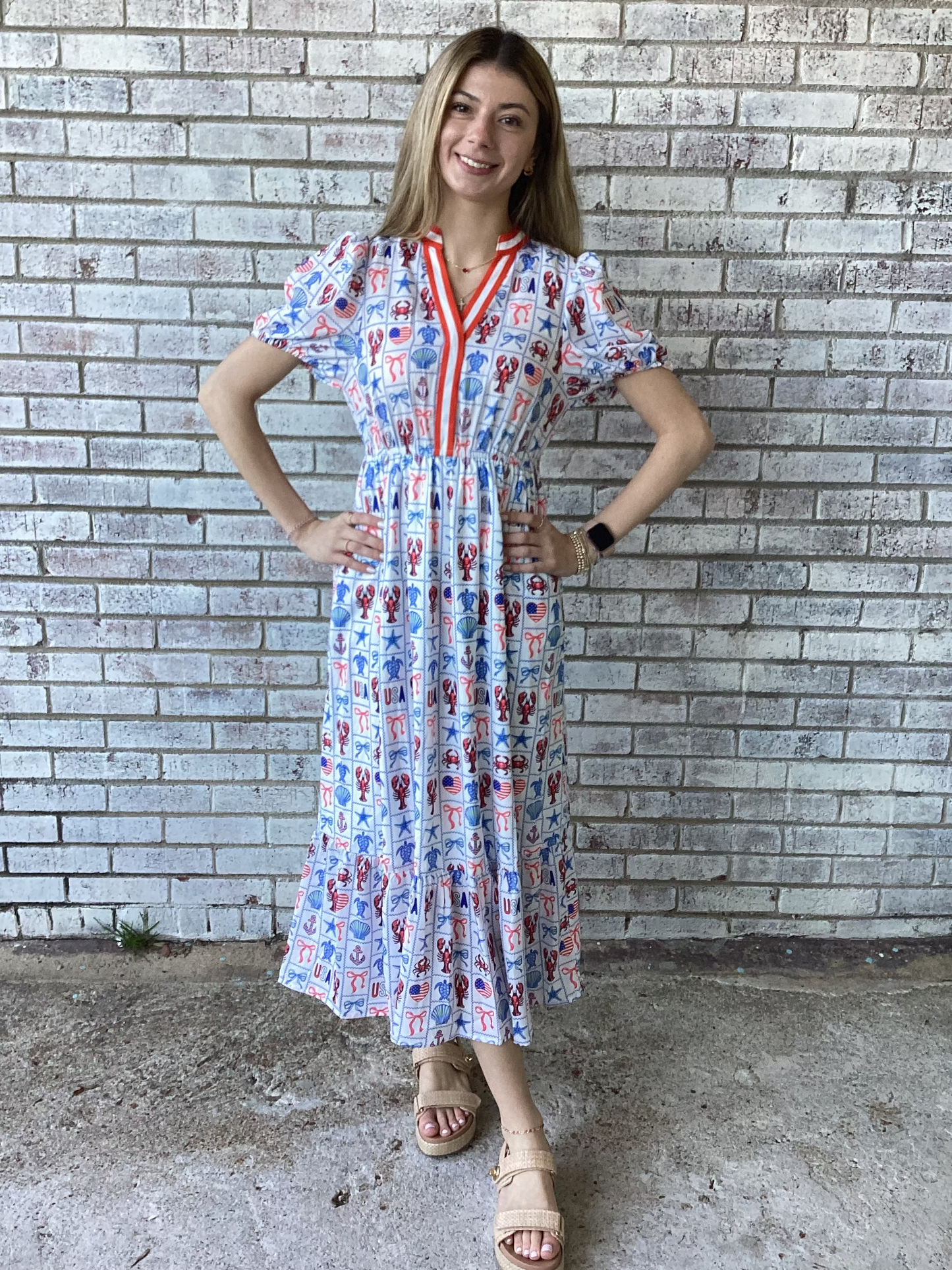 PP-0126-DRS-AMRCA-YNK-LBPTC Simply Southern America Lobster Dress