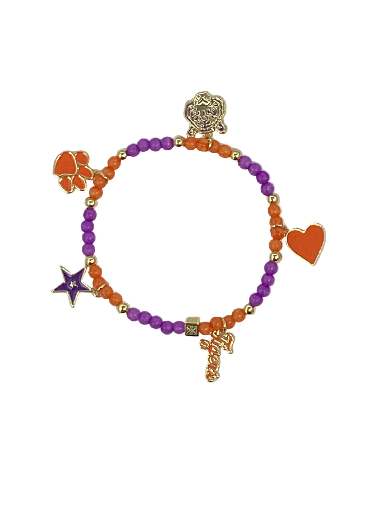 75824 Michelle McDowell Clemson Beaded Charm Bracelet