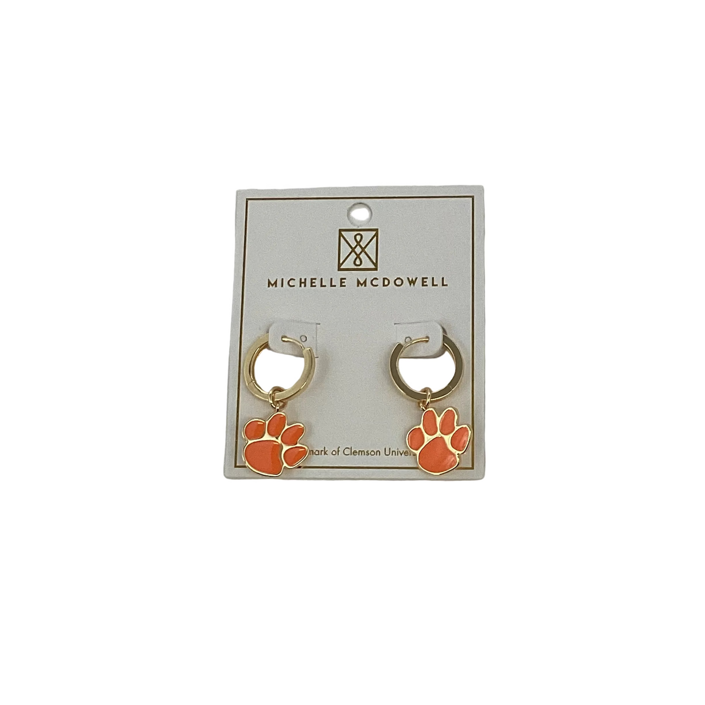 75813 Michelle McDowell Clemson Paw Dangle Earrings