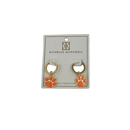 75813 Michelle McDowell Clemson Paw Dangle Earrings
