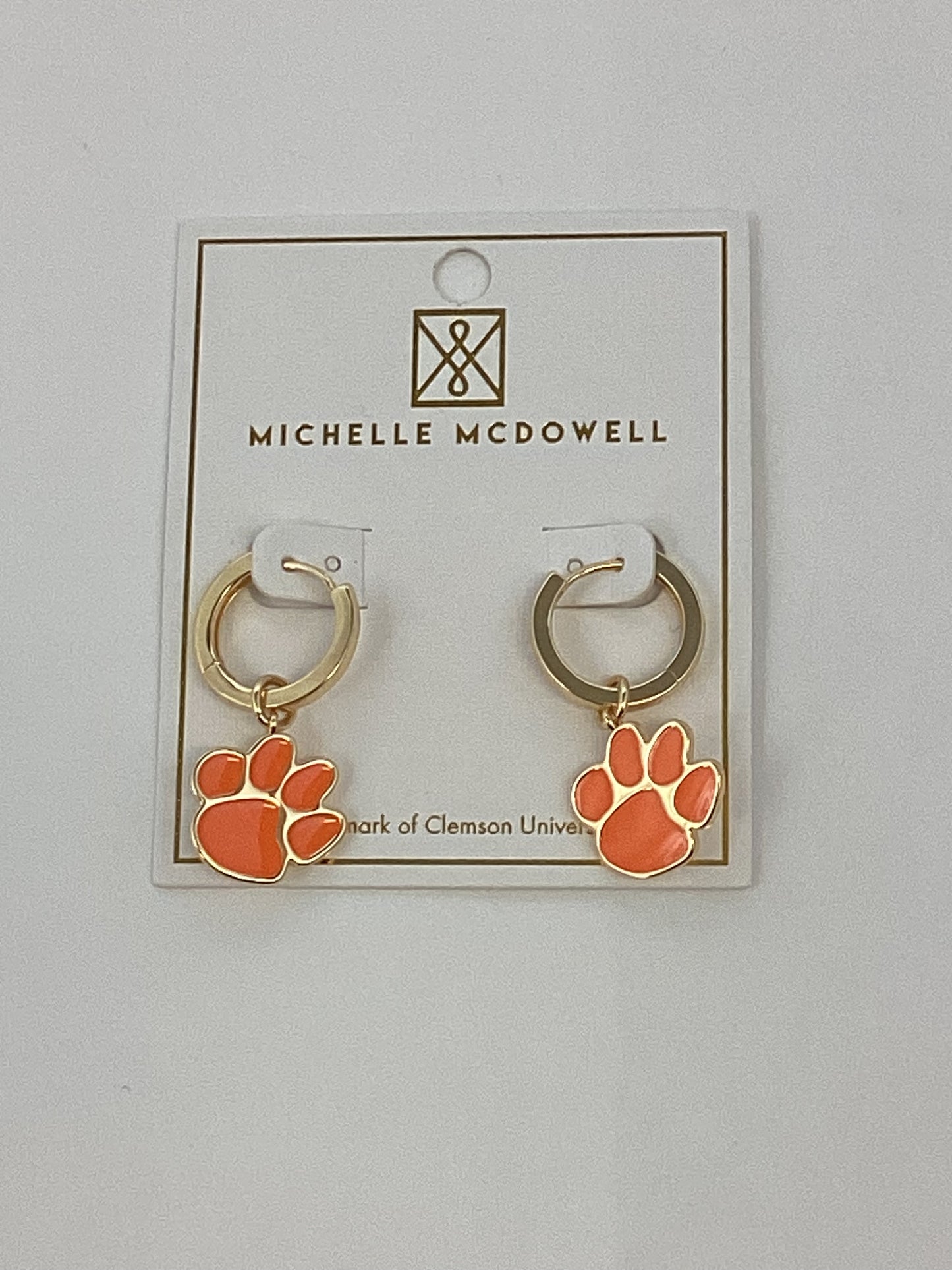 75813 Michelle McDowell Clemson Paw Dangle Earrings